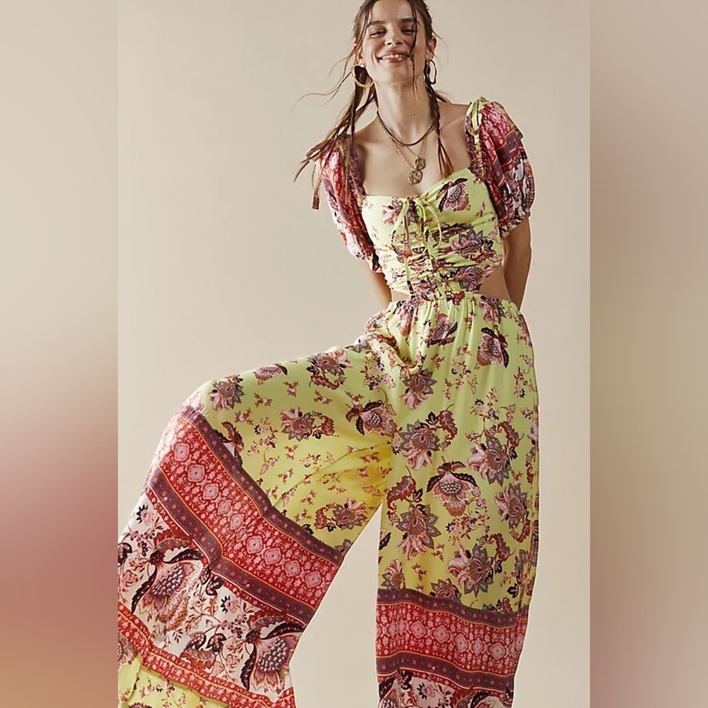 Free People Bali Citrus Skies Jumpsuit Size Medium